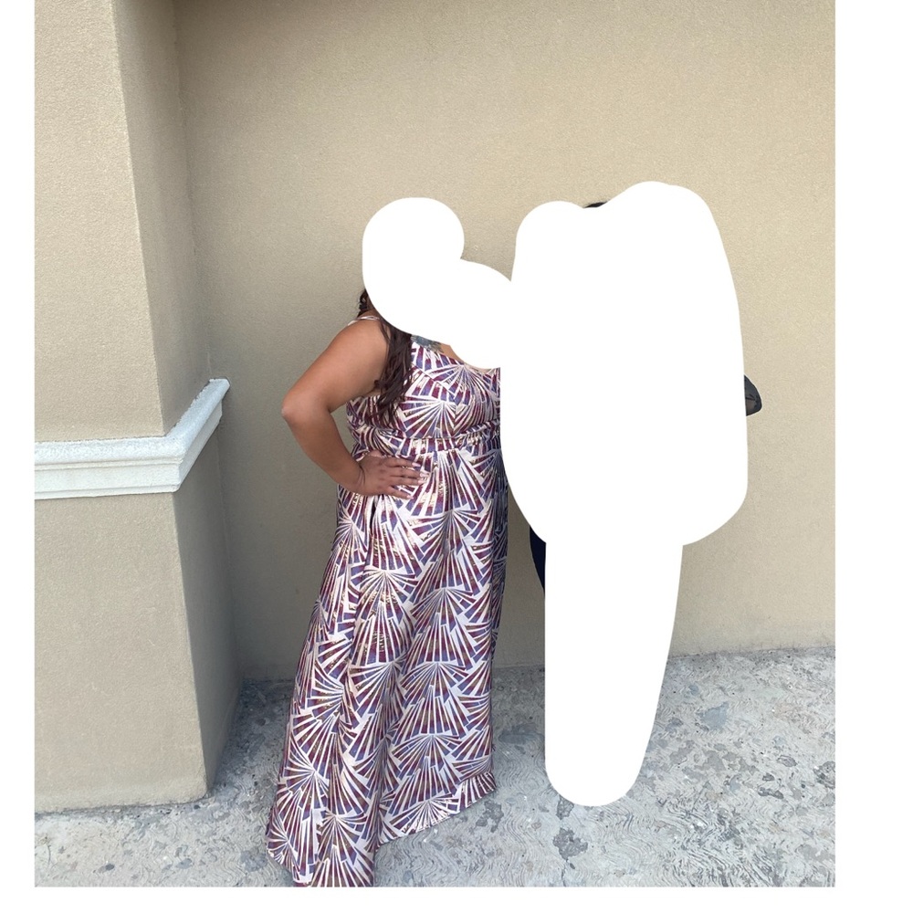 Night Way Collections Purple and Cream Maxi Dress